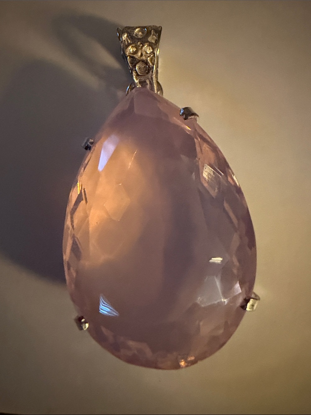 EGL Pink Opal Pendant Necklace - Certified Gemstone 96 ct pearl shaped